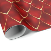 Burgundy Gold Pearl Mermaid Dragon Scales Pattern Geschenkpapier (Rolleneckpunkt)