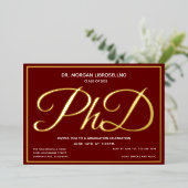 Burgundy Gold PhD Abschluss Foil Folieneinladung (Stehend vorne)