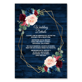 Burgundy Gold Pink Hochzeitskarten der Marine Tischnummer