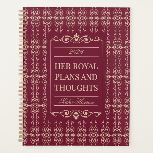 Burgundy & Gold Planner | Personalized Name & Year Planer (Vorderseite)