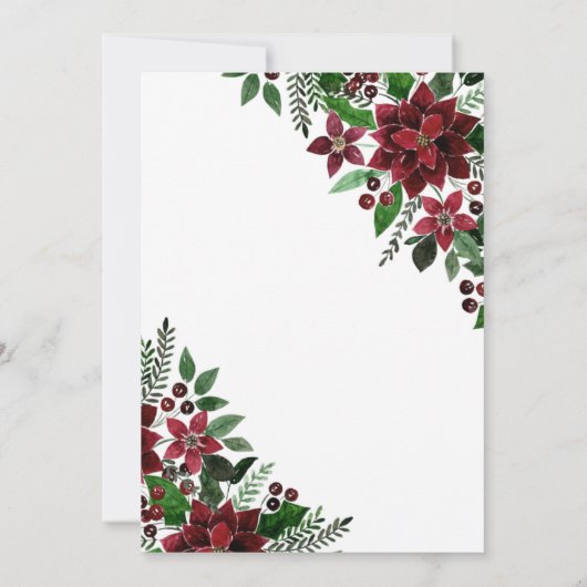 Burgundy Gold Poinsettia Floral Holiday Party Einladung (Rückseite)