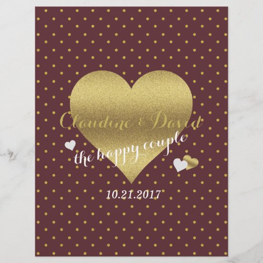 Burgundy & Gold Polka Dot Wedding Party (Vorderseite)