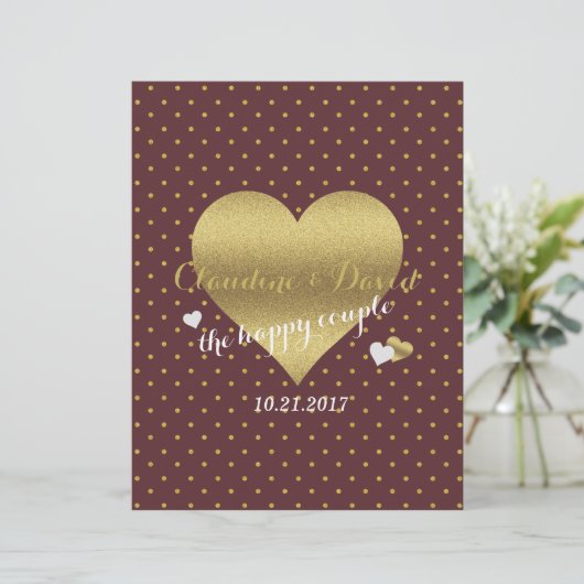Burgundy & Gold Polka Dot Wedding Party (Stehend Vorderseite)