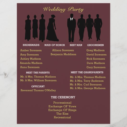 Burgundy & Gold Polka Dot Wedding Party (Rückseite)