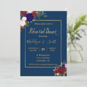 Burgundy Gold Probe Dinner Hochzeit Einladung (Stehend Vorderseite)