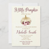 Burgundy Gold Pumpkin Boho Kinderdusche Einladung (Vorderseite)