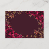 Burgundy Gold Quinceanera Reception Details Begleitkarte (Rückseite)