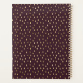 Burgundy Gold Raindrop Modern Trendy Monogram Planer (Rückseite)