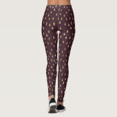 Burgundy Gold Raindrop Modern Trendy Yoga Leggings (Rückseite)