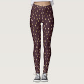 Burgundy Gold Raindrop Modern Trendy Yoga Leggings (Vorderseite)