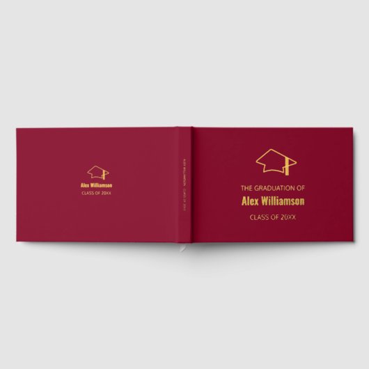 Burgundy Gold Real Foil Abschluss Gästebuch (Voll)