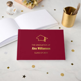 Burgundy Gold Real Foil Abschluss Gästebuch