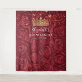 Burgundy Gold Rose Party Foto Hintergrund Tapestes Wandteppich (Vorderseite)