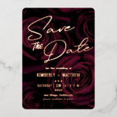 Burgundy Gold Save the Date Hochzeit Folieneinladung (Vorderseite)