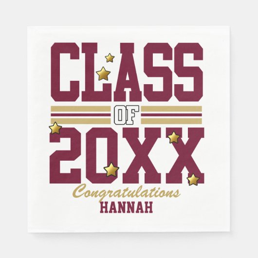 Burgundy|Gold Schließ Class Year Serviette (Vorderseite)