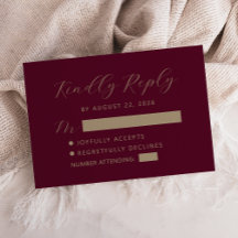 Burgundy Gold Script Wedding