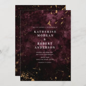 Burgundy Gold Sprinkles Einladung Hochzeit (Vorne/Hinten)