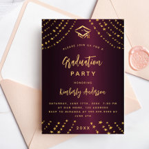 Burgundy Gold Stars Graduierungsparty moderner Lux