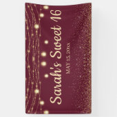 Burgundy Gold String Lights Glitzer Sweet 16 Banner (Vertikal)