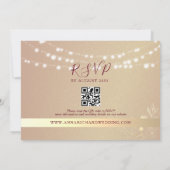 Burgundy Gold String Lights Wedding Einladung (Rückseite)