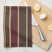 Burgundy Gold Stripes Geschirrtuch (Viertel Falte)