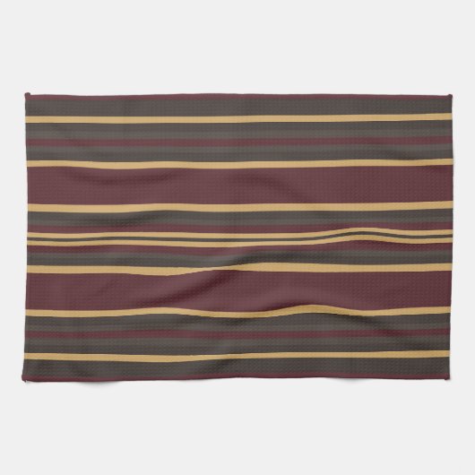 Burgundy Gold Stripes Geschirrtuch (Horizontal)