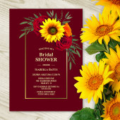 Burgundy Gold Sunflower Rote Rose Brautparty Einladung