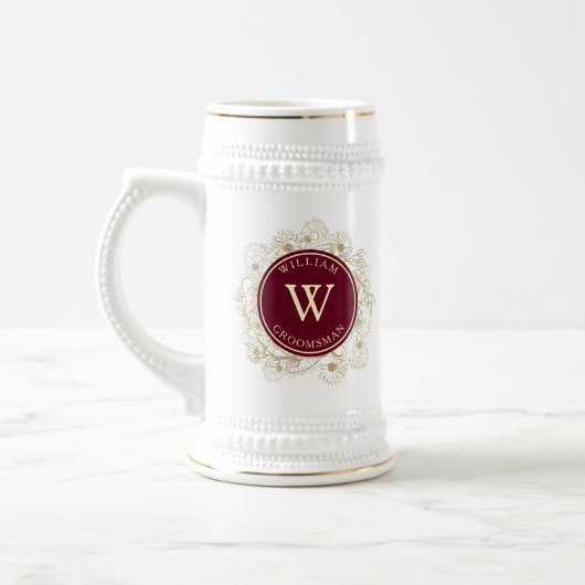 Burgundy Gold Trauzeuge Beer Stein Bierglas (Links)