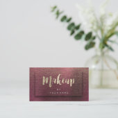 Burgundy Gold Typograph Makeup 3D Effect Linen Visitenkarte (Stehend Vorderseite)