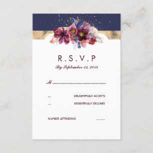 Burgundy Gold und Marsala Wedding RSVP Floral