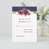 Burgundy Gold und Marsala Wedding RSVP Floral (Stehend Vorderseite)