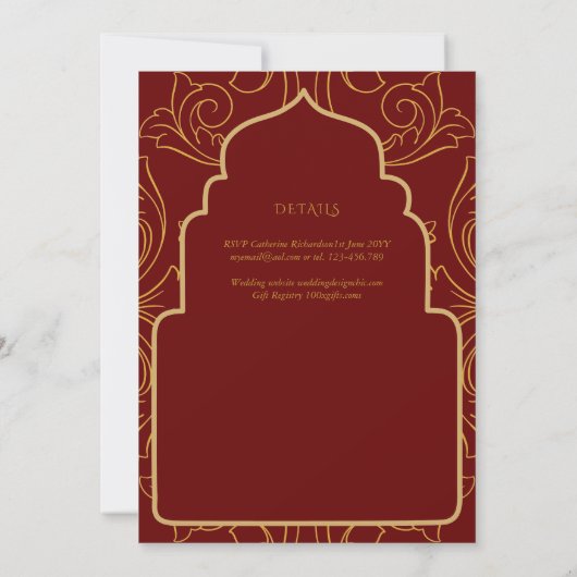 Burgundy Gold Verziert-katholische Hochzeit der Ho Einladung (Rückseite)