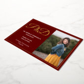 Burgundy Gold Vielen Dank Foto PhD Abschluss Folieneinladung (Gedreht)