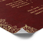 Burgundy Gold Vintage Alphabetisierungstabelle Poster (Ecke)