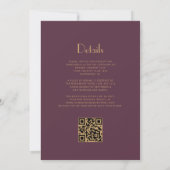Burgundy Gold Vintage Deko QR Code Wedding Einladung (Rückseite)