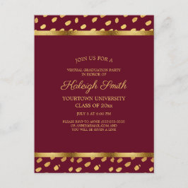 Burgundy Gold Virtual Quarantine Graduation Party Postkarte