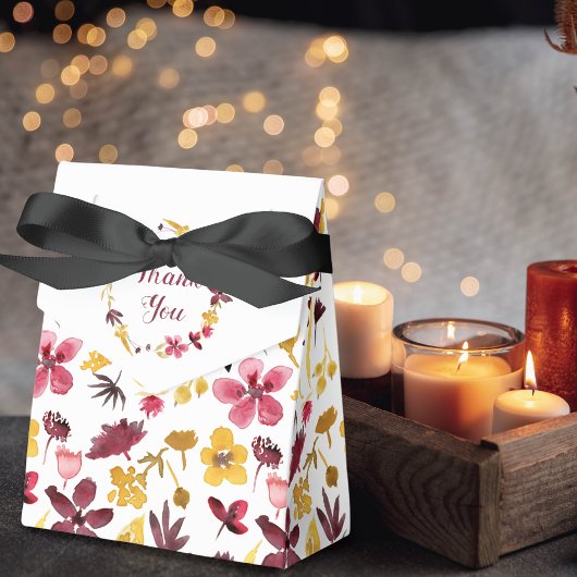 Burgundy Gold Watercolor Floral Vielen Dank Geschenkschachtel