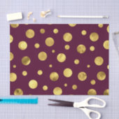 Burgundy Gold Watercolor Polka Dots Seidenpapier (Handwerk)