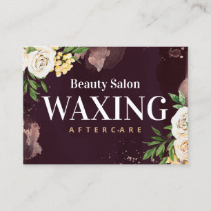 Burgundy Gold Waxing Aftercare Card Visitenkarte