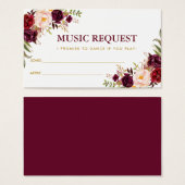Burgundy Gold Wedding Music Song Request Card GB (Vorne & Hinten)