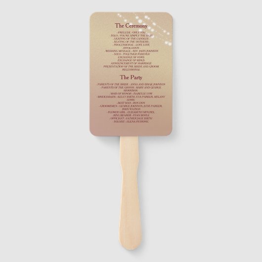 Burgundy Gold Wedding Program Fan Fächer (Rückseite)