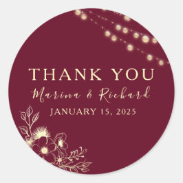 Burgundy Gold Wedding Vielen Dank, Ihr Sticker