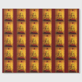 Burgundy Gold Weihnachtsbaum Wrapping Paper Geschenkpapier (Flach)
