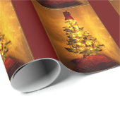 Burgundy Gold Weihnachtsbaum Wrapping Paper Geschenkpapier (Rolleneckpunkt)
