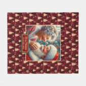 Burgundy Gold Weihnachtsblanket Klassischer Weihna Fleecedecke (Vorderseite (Horizontal))