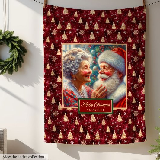 Burgundy Gold Weihnachtsblanket Klassischer Weihna Fleecedecke