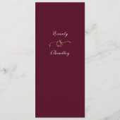 Burgundy Gold White Script Elegant Floral Programm (Rückseite)