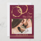 Burgundy Gold Wine Foto Save the Date Karte (Vorderseite)