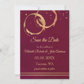 Burgundy Gold Wine Foto Save the Date Karte (Rückseite)
