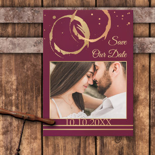 Burgundy Gold Wine Foto Save the Date Karte